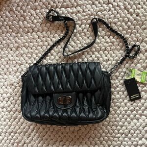 Badgley Mischka Black Quilted Shoulder Bag